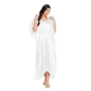 Gypsie Blu White metallic Coverup Dress Maxi Tunic